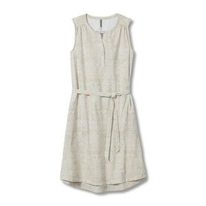 Royal Robbins Spotless Traveler Belted Tank Dress Crème Acadia Sz S